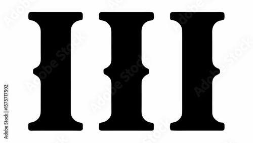 Three bold black capital letter i characters aligned horizontally on a white background forming a pattern