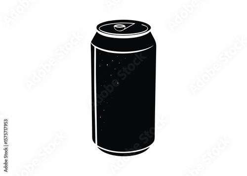 Soda can with a slightly curved silhouette Black Vector white background