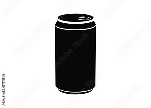 Soda can with a slightly curved silhouette Black Vector white background