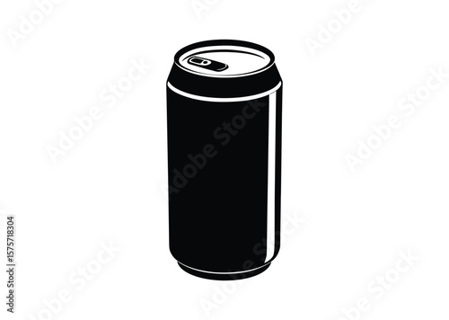 Soda can with a slightly curved silhouette Black Vector white background