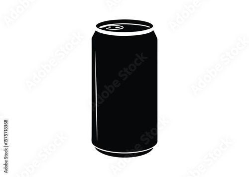 Soda can with a slightly curved silhouette Black Vector white background