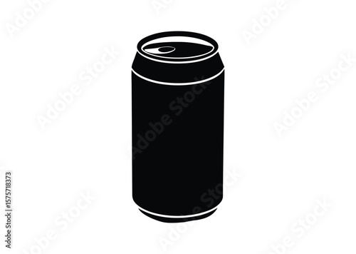 Soda can with a slightly curved silhouette Black Vector white background