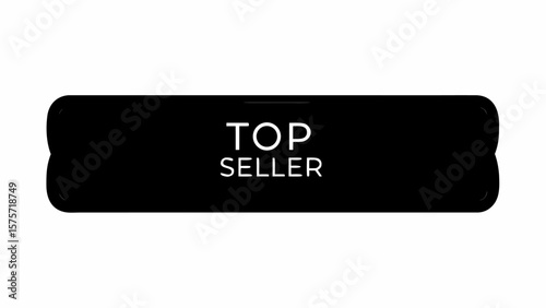 Illustration of a black top seller button with rounded edges and white text on a white background view