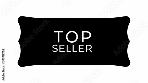 Black decorative banner with top seller text in white displayed in the center of the banner design element