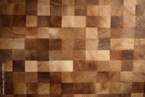 Butcher Block Wood Texture in Square Pattern, Suitable for Backgrounds and Representing Natural Materiality and Home Improvement : Generative AI