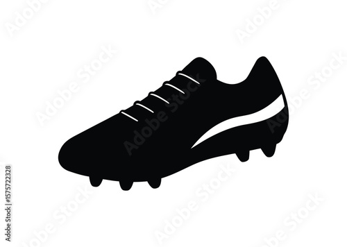 Soccer shoe silhouette Black Vector white background