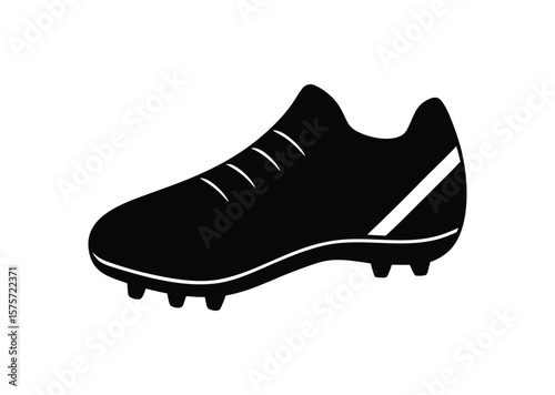 Soccer shoe silhouette Black Vector white background