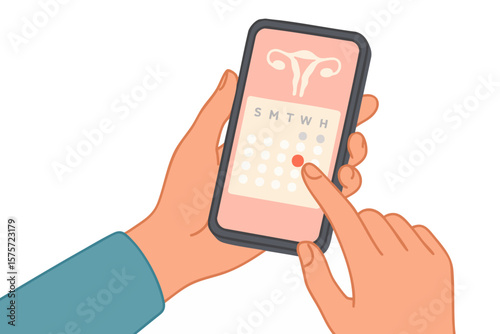 Hand holding smartphone with menstrual cycle app

