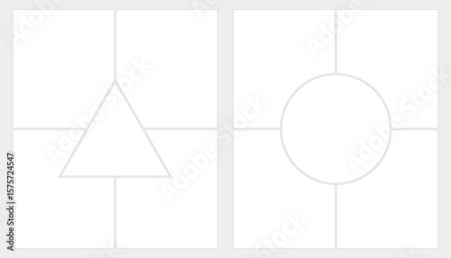 Blank collage grid manga comic storyboard layout panel template set. Blank page frames for comic books, photo collages, posters, flyers. and others. vector Illustration design