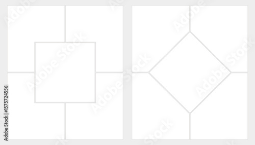 Blank collage grid manga comic storyboard layout panel template set. Blank page frames for comic books, photo collages, posters, flyers. and others. vector Illustration design