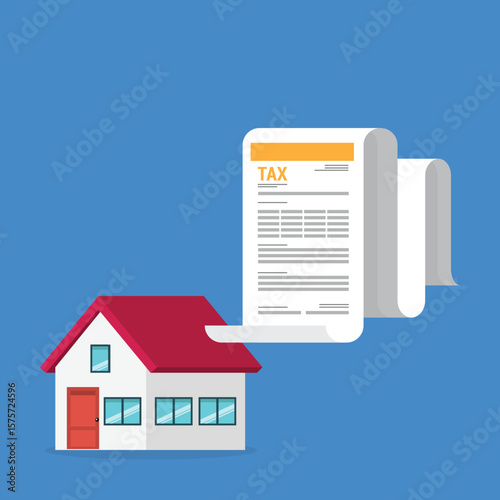 House tax papers. Real estate document, home, mortgage documents. House contract.	