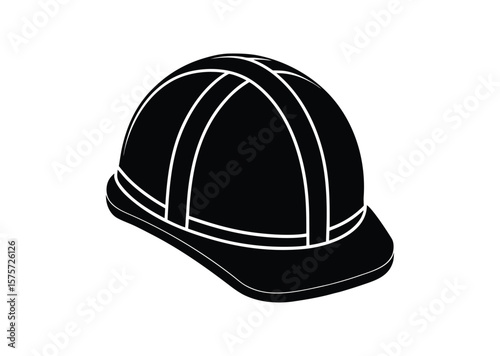 Hard hat silhouette Black Vector white background