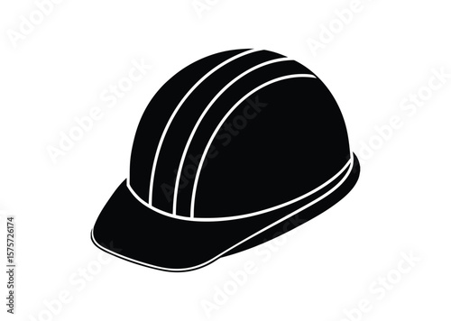 Hard hat silhouette Black Vector white background