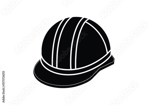 Hard hat silhouette Black Vector white background