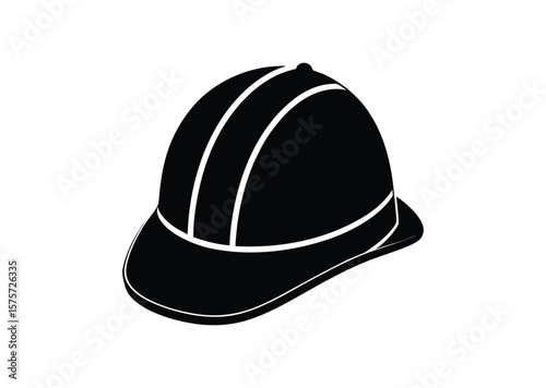 Hard hat silhouette Black Vector white background