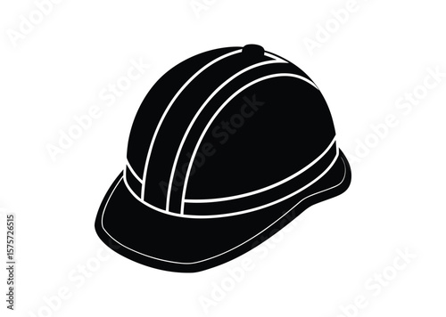Hard hat silhouette Black Vector white background
