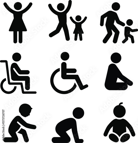 Family, Child & Accessibility Pictograms – Movement Icons Pack