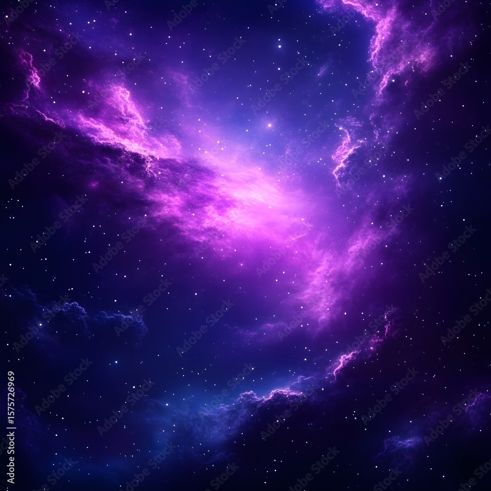 Fototapeta premium Vibrant Purple Nebula Space Background with Stars