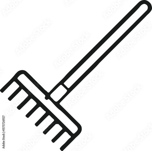 Rake garden tool line art style editable vector illustration icon