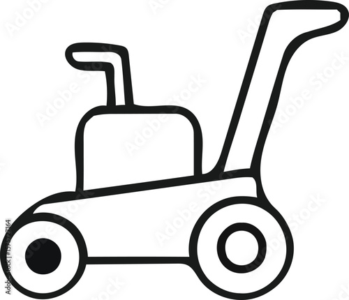 Lawnmower line art editable vector illustration