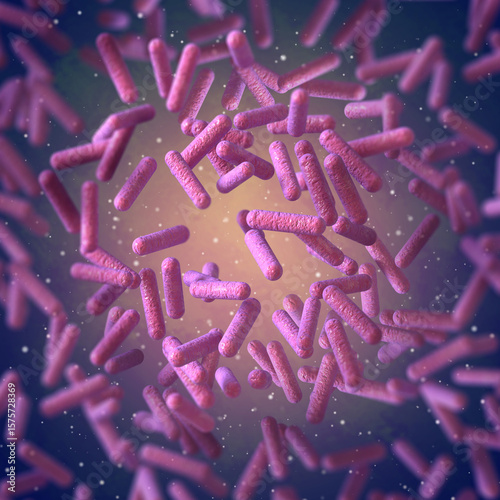 Medical conceptual background, lactobacillus family, one of the most important in the group of lactic acid bacteria, 3d rendering