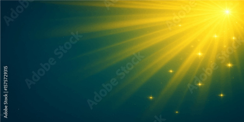 Radiant Burst: The golden sun radiates powerful beams of light against a serene and dark background, offering a sense of hope and inspiration.