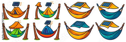 Creative solar-powered hammock designs for outdoor relaxation displayed in vibrant colors and unique styles