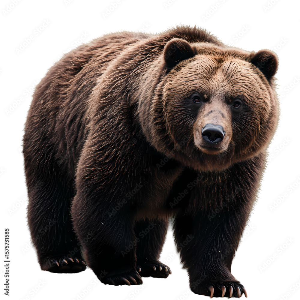 Fototapeta premium Grizzly Bear Portrait isolated on transparent background