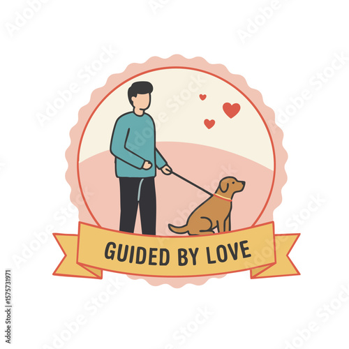 Guide Dog and Person Badge with ‘Guided by Love’ Label
