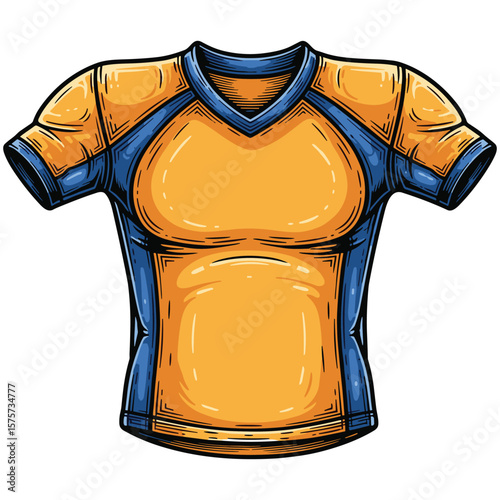 Sports apparel vector illustration, orange and blue athletic jersey design for team branding and