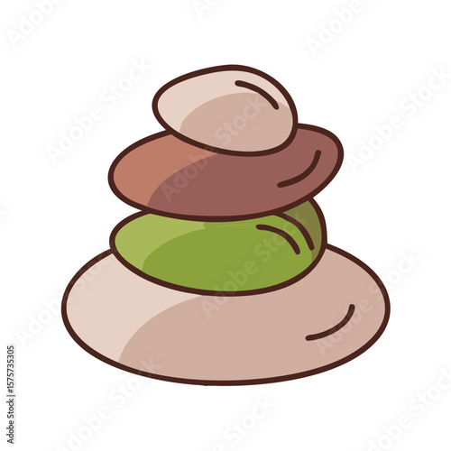 Stacked colored pebbles in a minimalist illustration style  