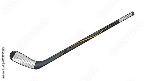 Professional Black Ice Hockey Stick Isolated on White Background Studio Shot