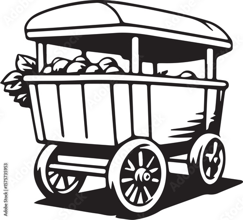 Print Fruit or Produce Cart Icon