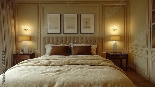 Wallpaper Mural Elegant and cozy bedroom interior design with a large comfortable bed and luxury decor Torontodigital.ca
