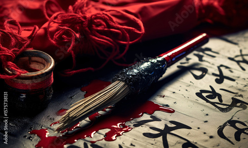 Calligraphy brush and inks for Japanese writing