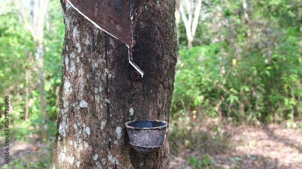 Rubber Tree Tapping: Sustainable Harvesting in Natural Setting