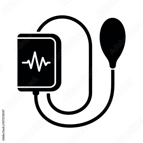 Icon of a blood pressure monitor with a pulse wave