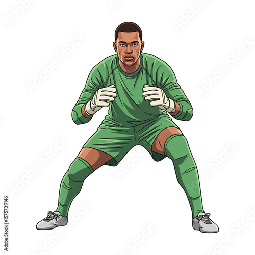 Action Packed Soccer Goalkeeper Stance Illustration for Sport and Fitness Content Design
