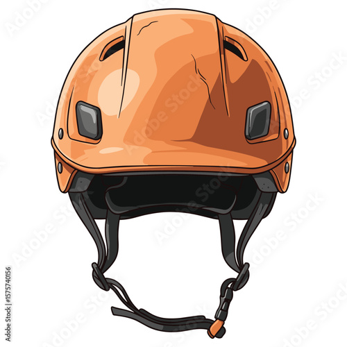 Protective Orange Climbing Helmet Illustration for Safety and Outdoor Adventures Imagery