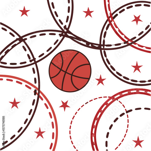 A grunge rubber stamp basketball design on an abstract background, perfect for sports game illustrations