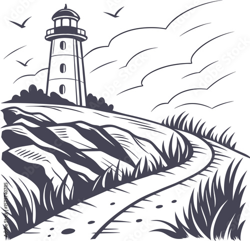 A beacon of navigation, this white lighthouse stands as an iconic landmark on the island coast, its towering architecture overlooking the sea