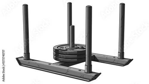 Stylized Illustration of a Weight Sled for Strength and Conditioning Training