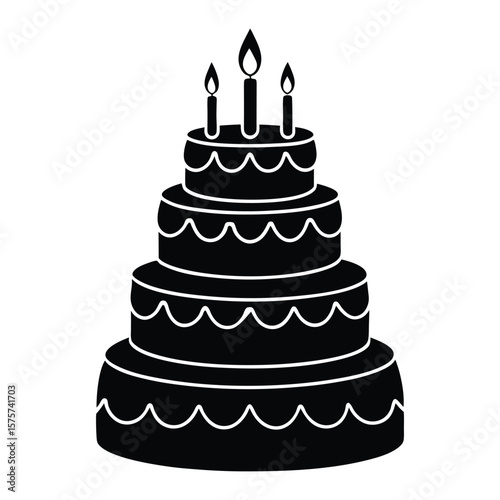 Delicious Four-Tier Birthday Cake with Candles