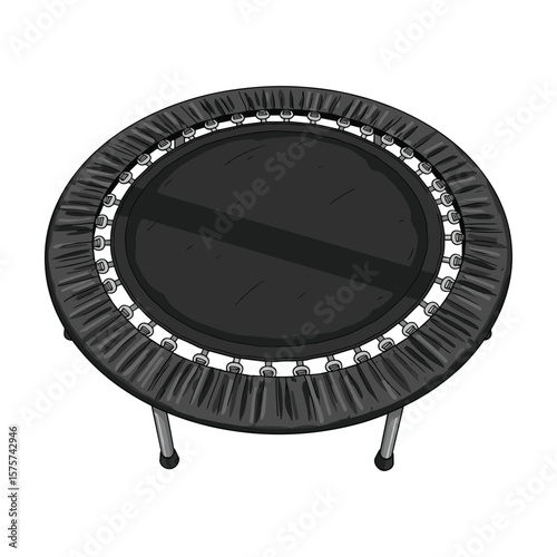 Round trampoline illustration for fitness exercise training and workout routines minimal