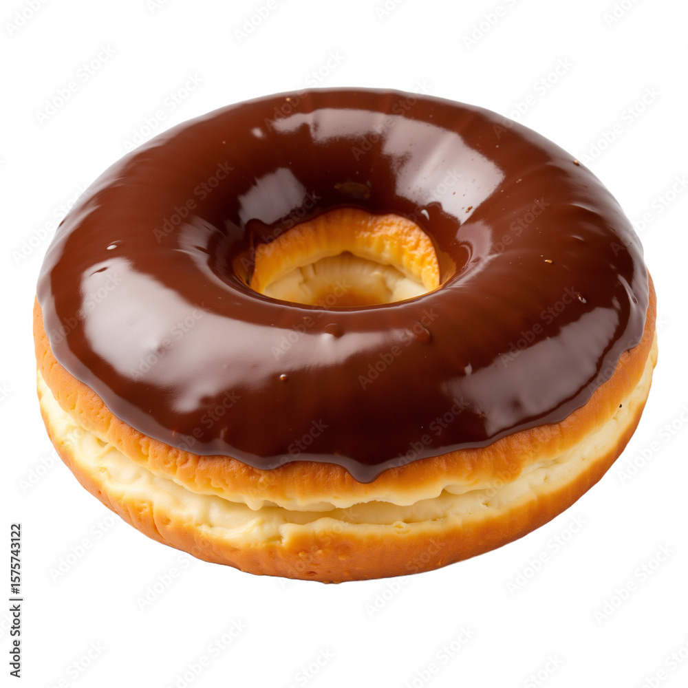 Chocolate glazed donut on white background Chocolate glazed donut on white background