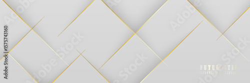 Elegant luxury background with diagonal gold lines on soft grey gradient.