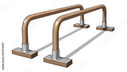 Parallel Bars Illustration for Gymnastics Training and Fitness Equipment Visuals
