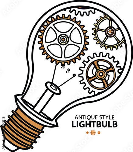 lightbulb with gears mechanical vector design art