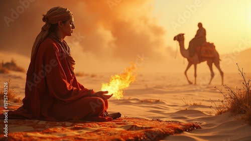 Desert character camel scene