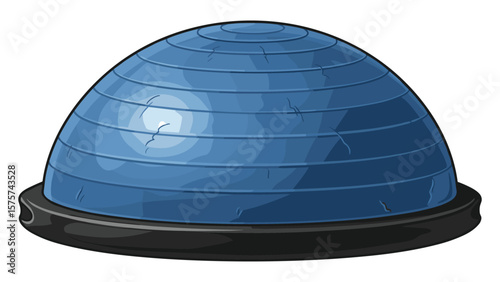 Illustration of a blue balance dome ball for fitness and training programs isolated against white